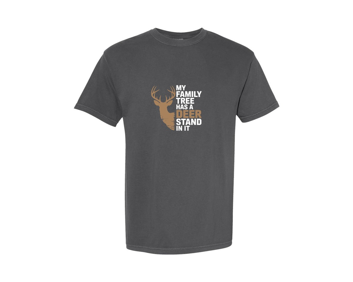brand:Comfort Colors|color:Pepper|My Family Tree Has A Deer Stand In It 30 Graphic T-Shirt