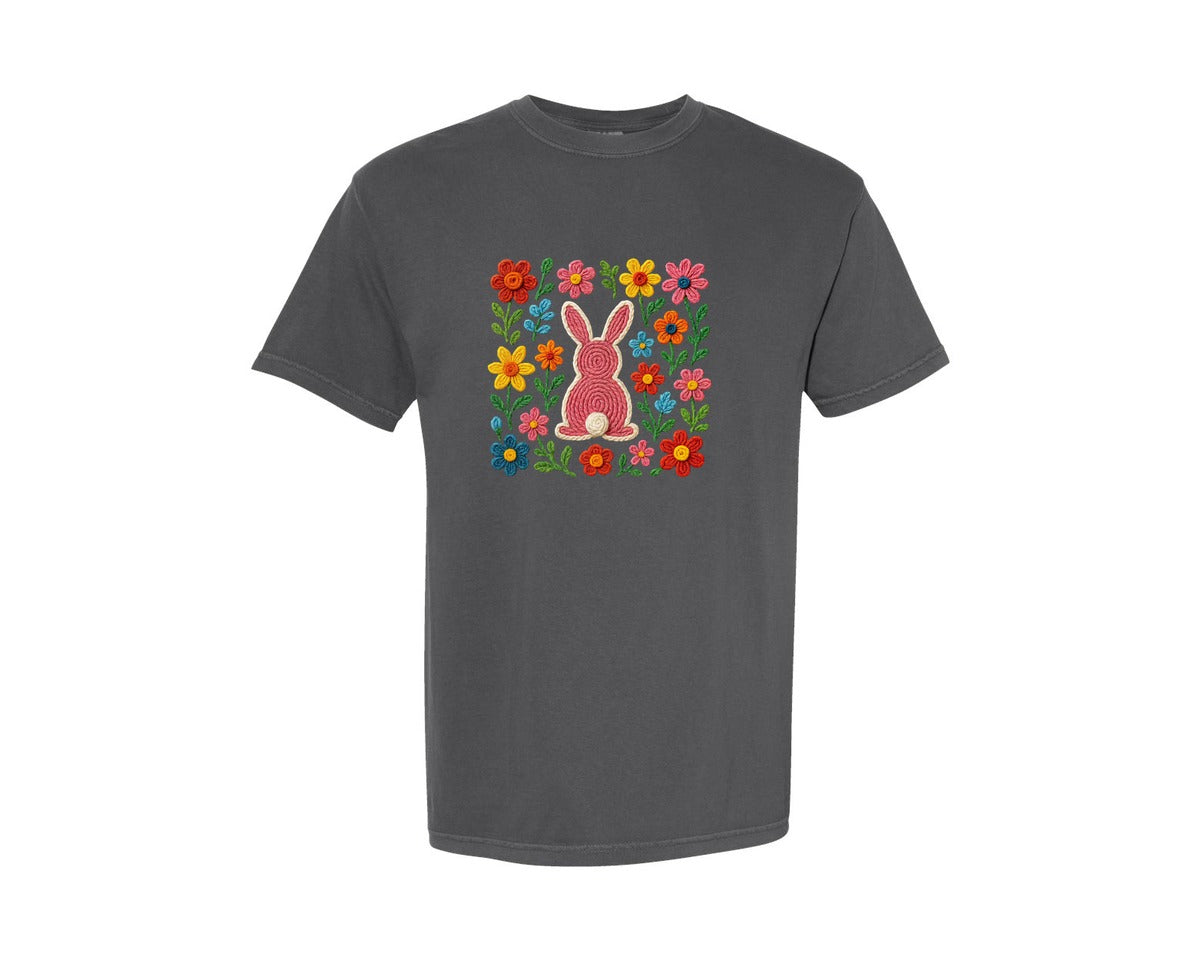 brand:Comfort Colors|color:Pepper|Faux Yarn Boho Easter Design Graphic T-Shirt