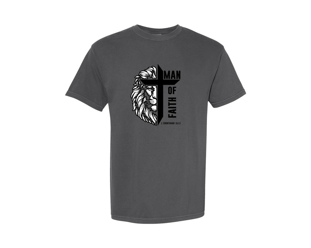 brand:Comfort Colors|color:Pepper|Man Of God Jesus Cross Graphic T-Shirt