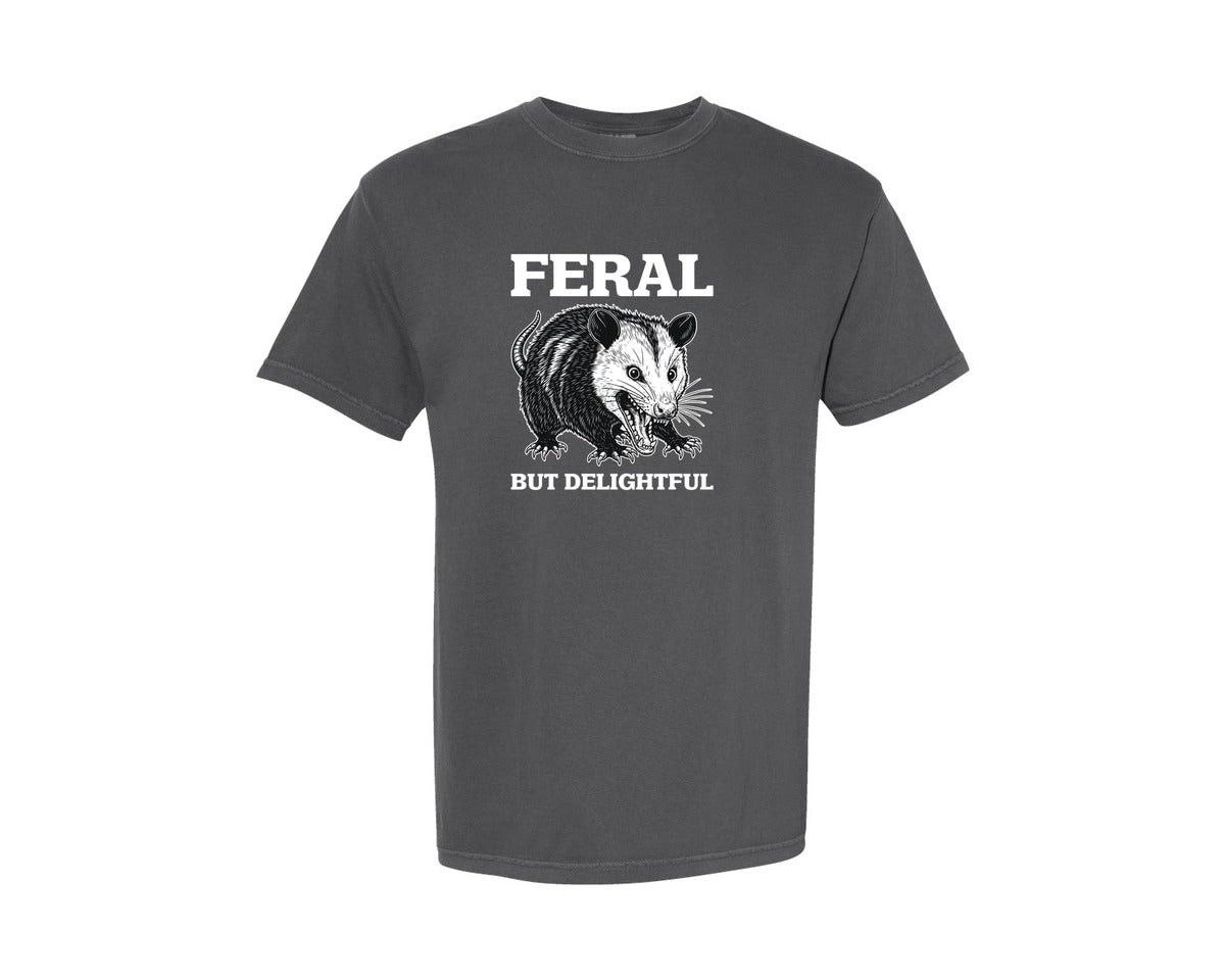 brand:Comfort Colors|color:Pepper|Feral Delightful Funny Opossum T Shirt Graphic T-Shirt
