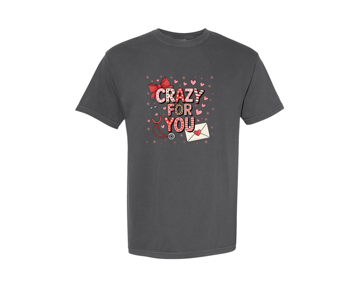 brand:Comfort Colors|color:Pepper|Nurse Valentines Shirt Graphic T-Shirt