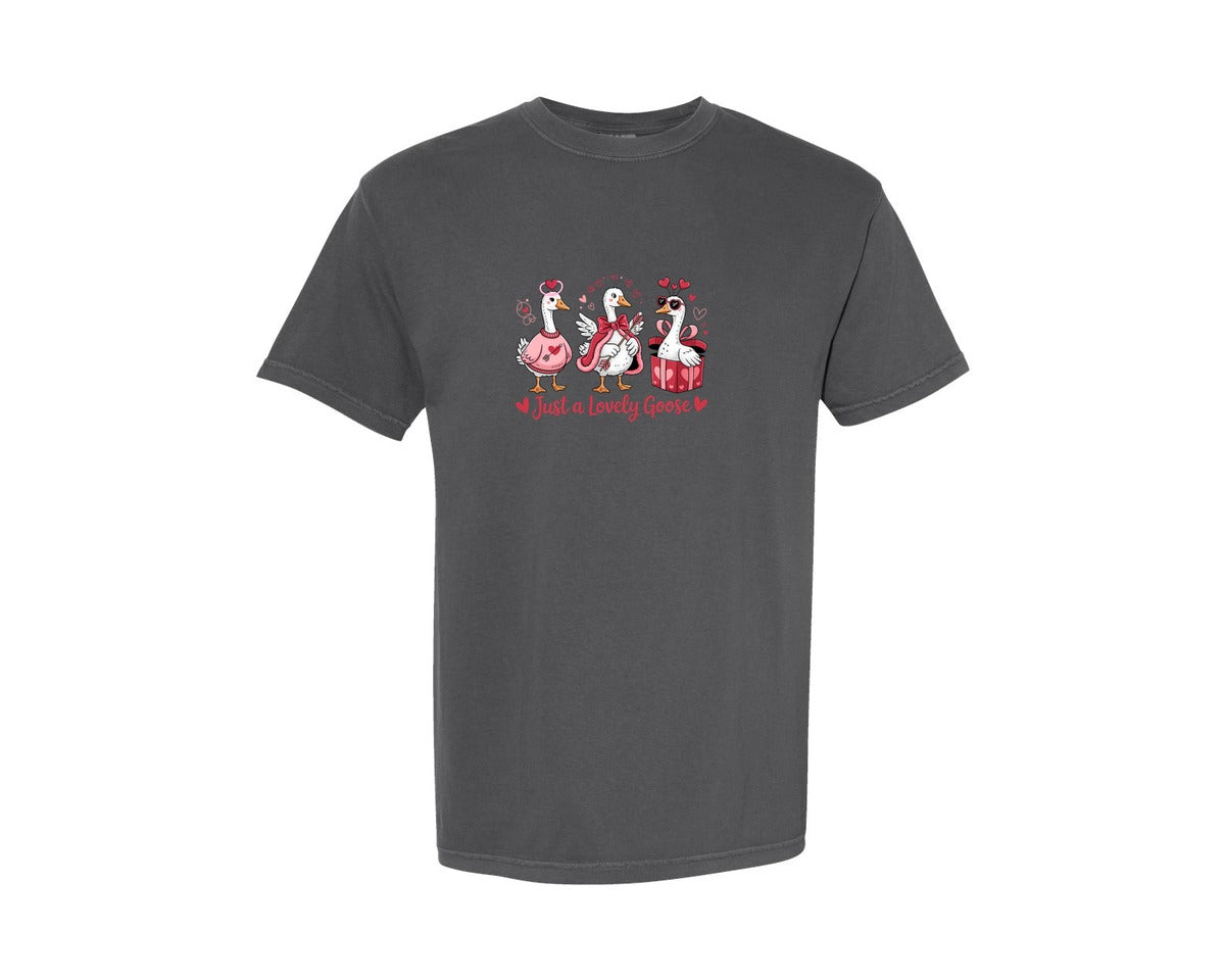 brand:Comfort Colors|color:Pepper|Funny Valentine Goose 2 Graphic T-Shirt