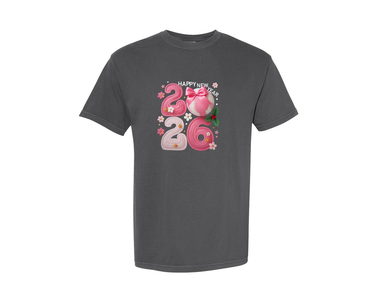 brand:Comfort Colors|color:Pepper|Crochet Yarn Happy New Year 2026 12 Graphic T-Shirt