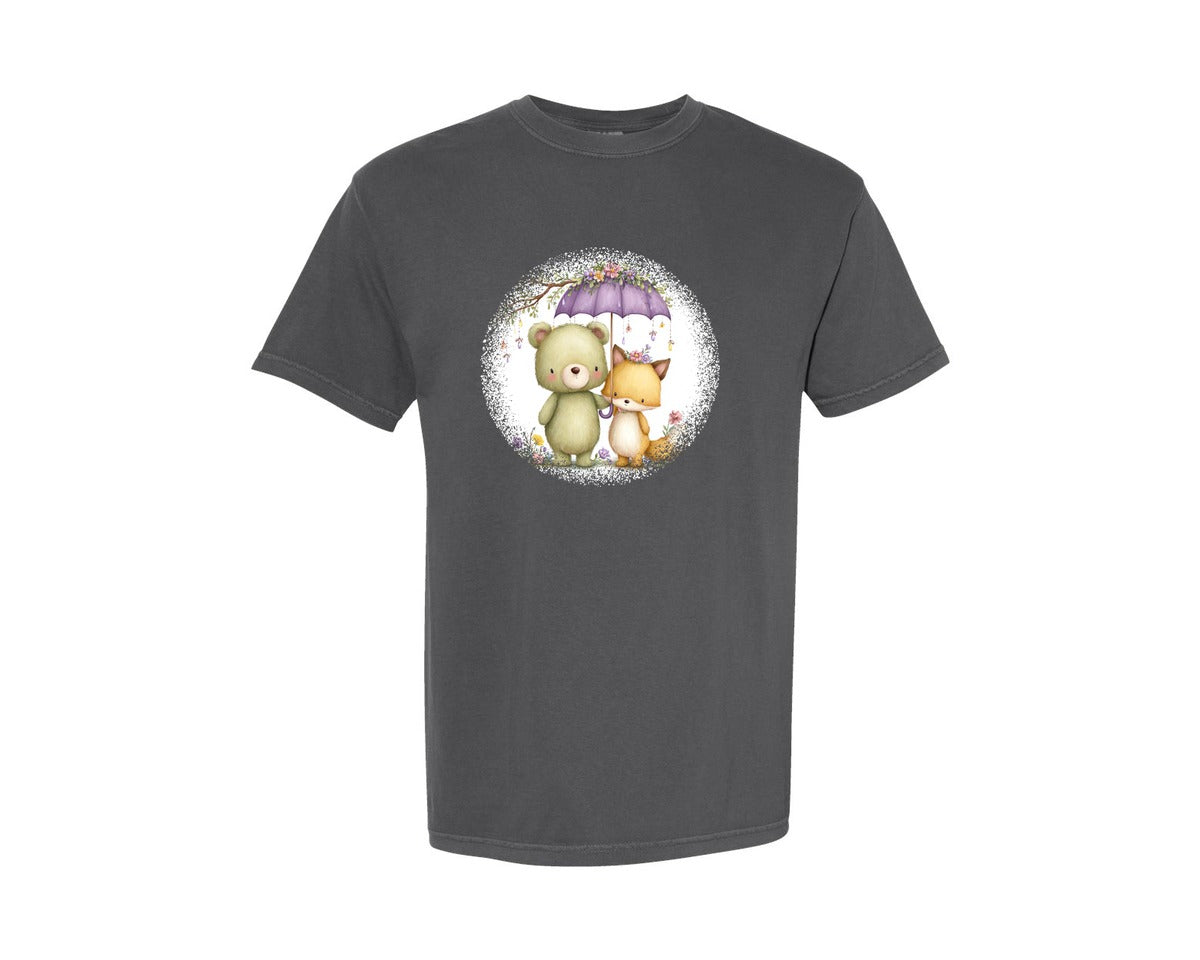 brand:Comfort Colors|color:Pepper|Couple Animals Round Tshirt 36 Graphic T-Shirt