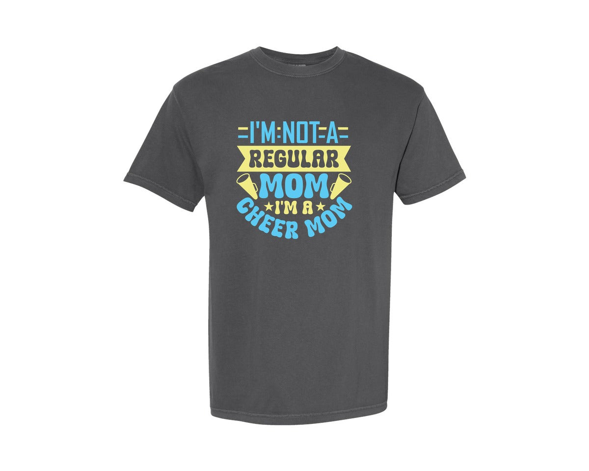 brand:Comfort Colors|color:Pepper|Im Not A Regular Mom Im A Cheer Mom 11 Graphic T-Shirt