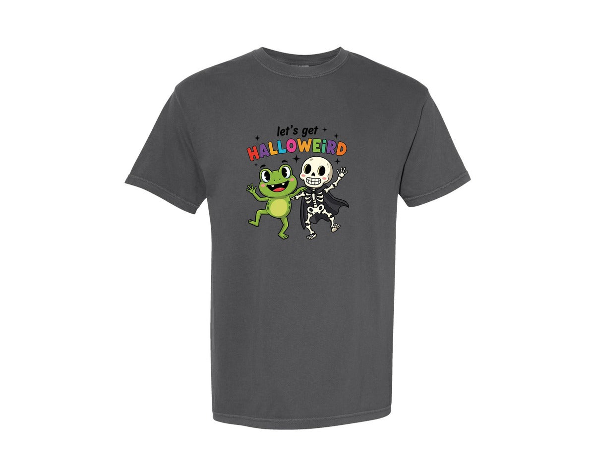 brand:Comfort Colors|color:Pepper|Halloween Funny Frog Skeleton Dance 3 Graphic T-Shirt