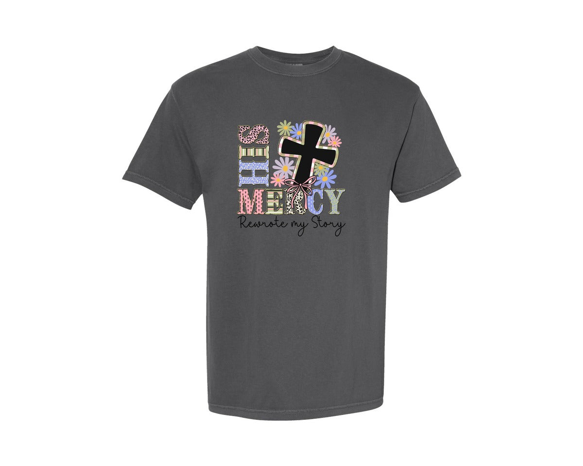 brand:Comfort Colors|color:Pepper|His Mercy Rewrote My Story 2 Graphic T-Shirt