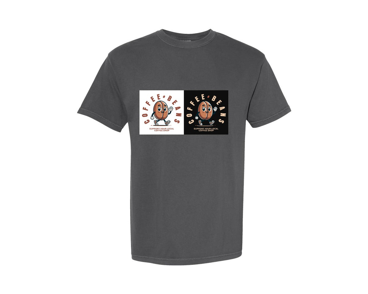 brand:Comfort Colors|color:Pepper|Coffee Bean Support Local Cafe Art Graphic T-Shirt