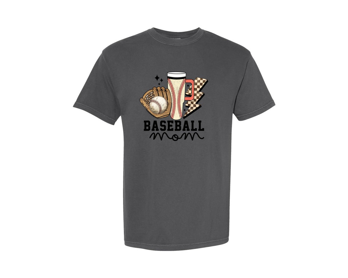 brand:Comfort Colors|color:Pepper|Baseball Mom 7 Graphic T-Shirt