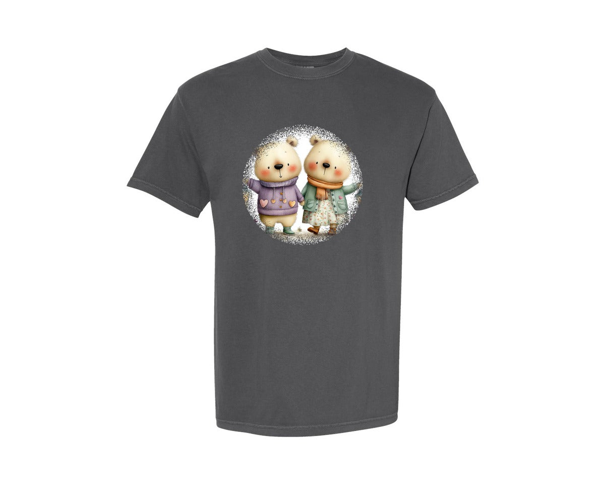 brand:Comfort Colors|color:Pepper|Couple Animals Round Tshirt 28 Graphic T-Shirt