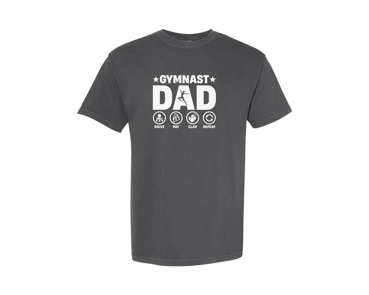 brand:Comfort Colors|color:Pepper|Fathers Day Gymnast Dad Proud Gymnastics Graphic T-Shirt