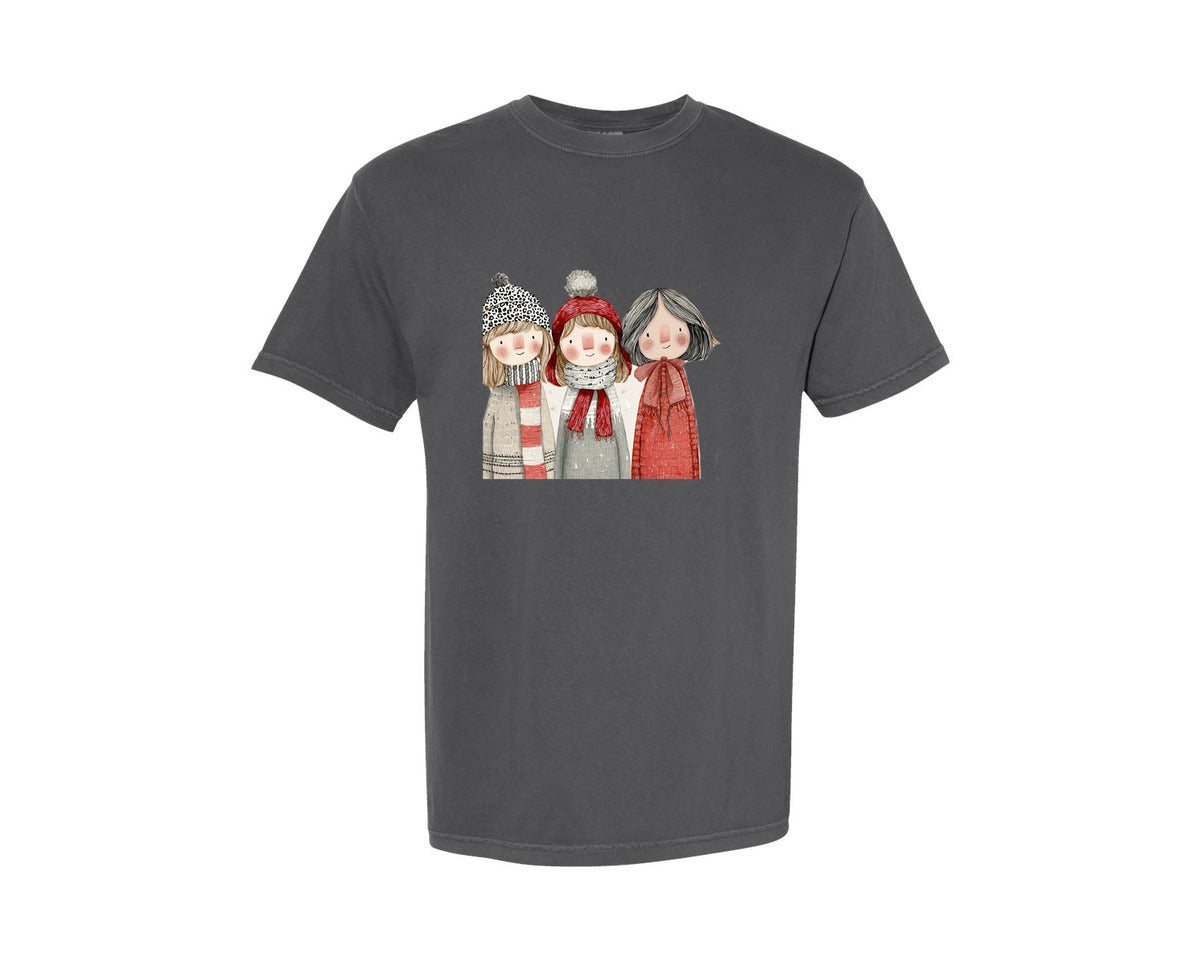 brand:Comfort Colors|color:Pepper|Whimsical Winter Christmas Girl 12 Graphic T-Shirt