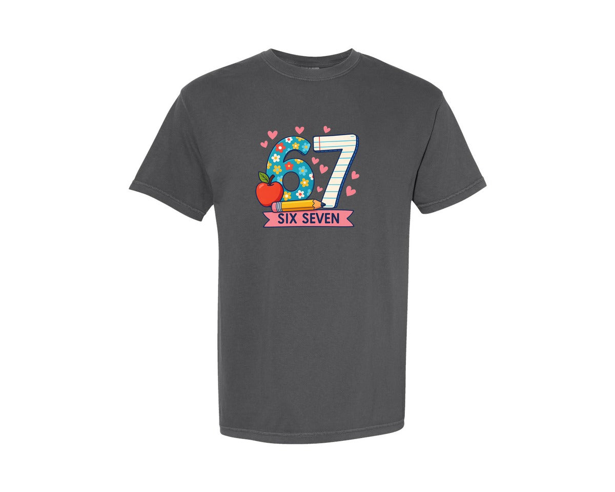 brand:Comfort Colors|color:Pepper|Cute Six Seven 67 School Graphic T-Shirt