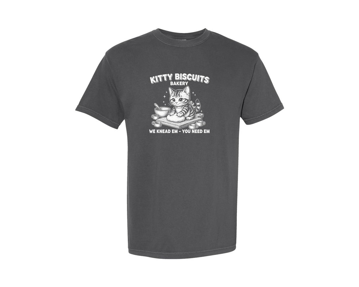 brand:Comfort Colors|color:Pepper|Kitty Biscuits Bakery We Knead Em Graphic T-Shirt