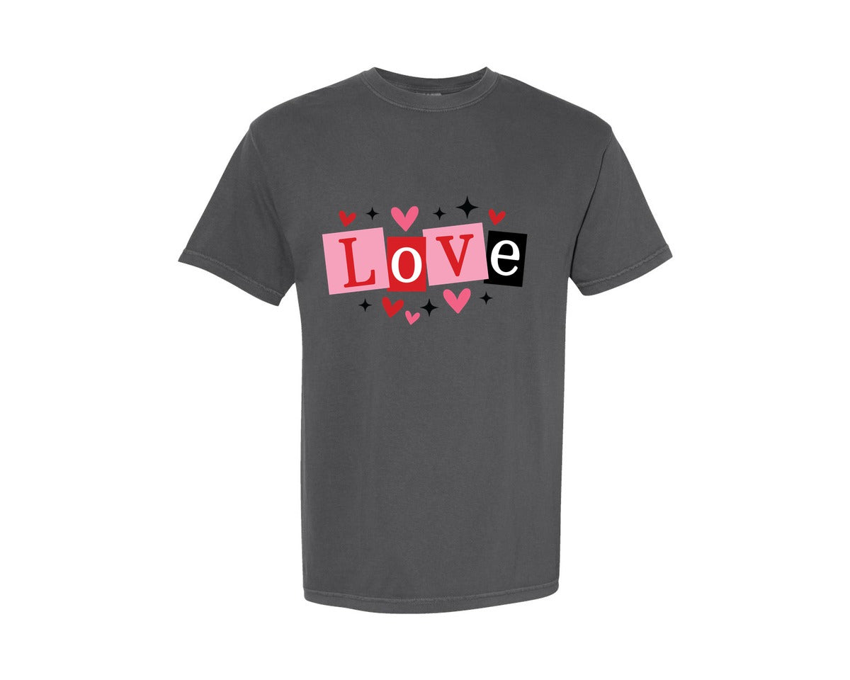 brand:Comfort Colors|color:Pepper|Valentine Love Graphic T-Shirt