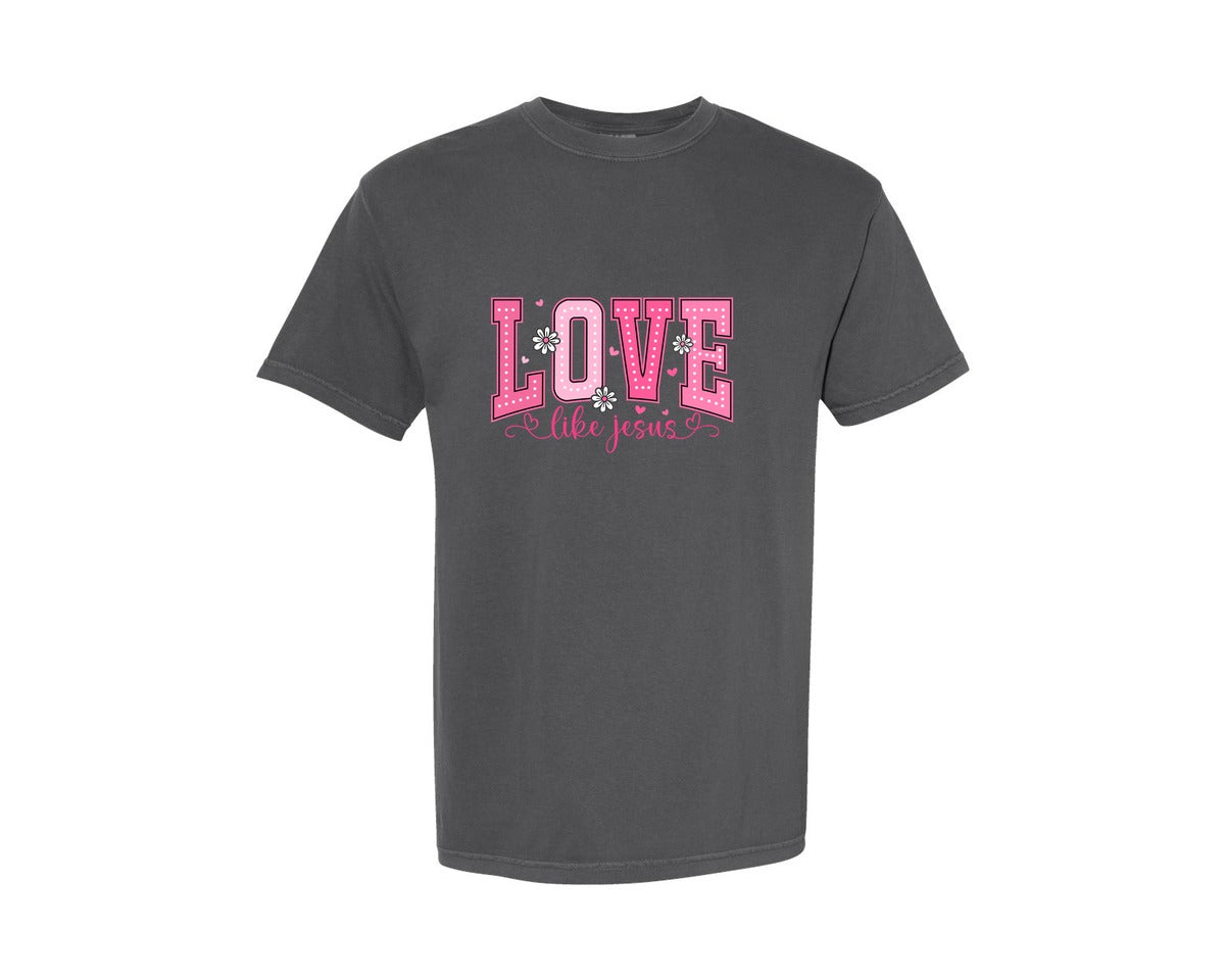 brand:Comfort Colors|color:Pepper|Love Like Jesus Valentine 2 Graphic T-Shirt