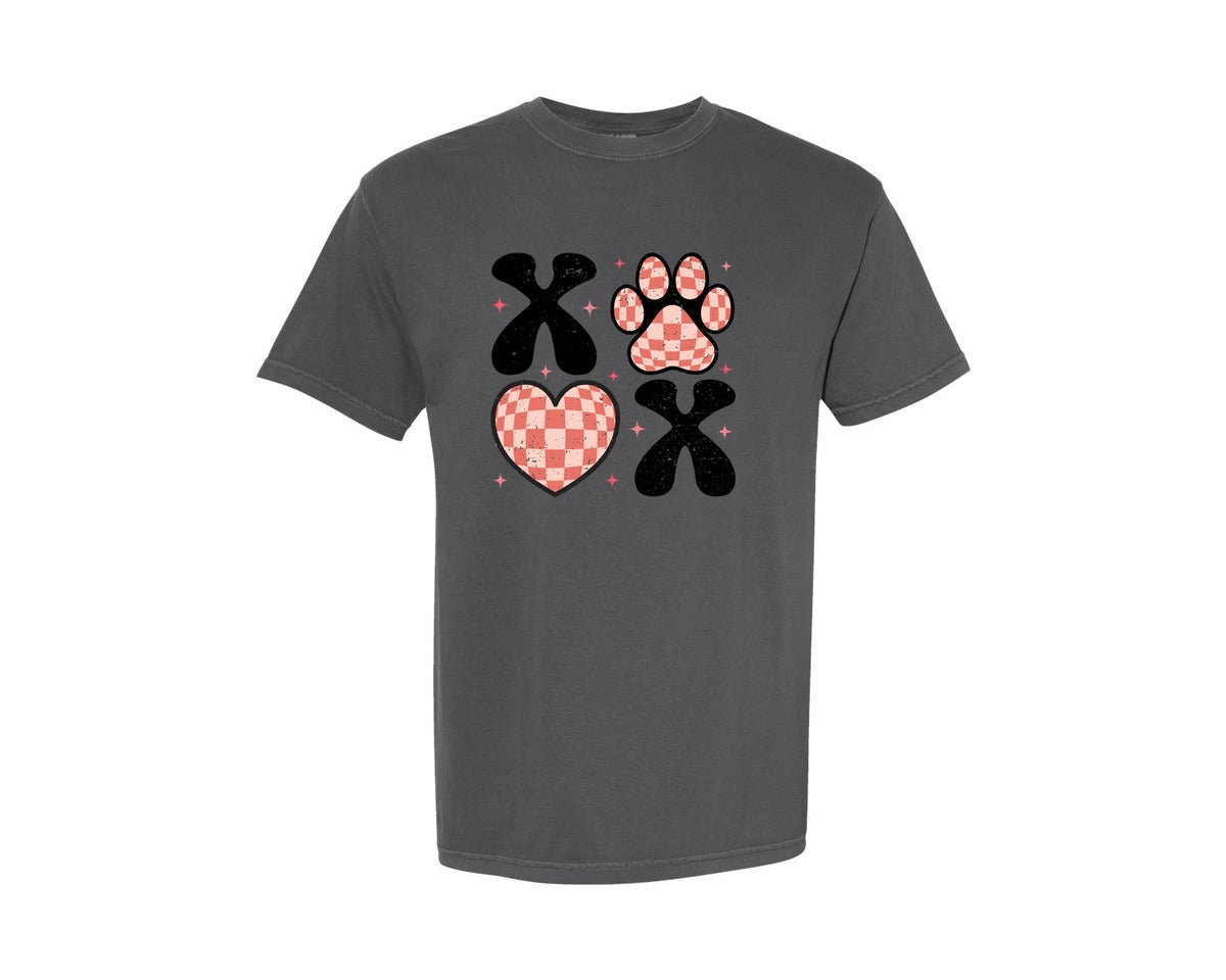 brand:Comfort Colors|color:Pepper|Dog Valentine Xoxo Valentines Day Graphic T-Shirt