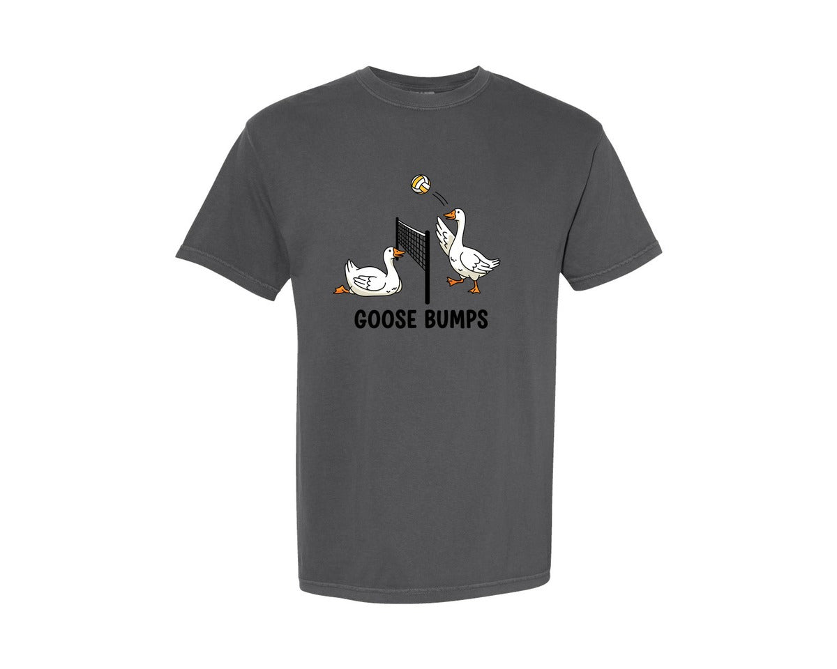 brand:Comfort Colors|color:Pepper|Goose Bumps Volleyball Funny Duck Graphic T-Shirt