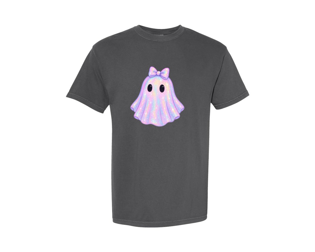 brand:Comfort Colors|color:Pepper|Retro Disco Iridescent Ghost Spooky 2 Graphic T-Shirt