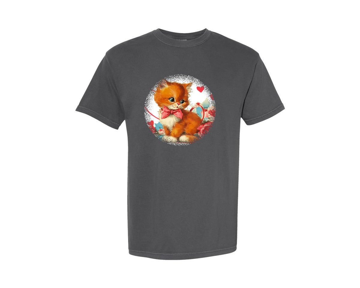 brand:Comfort Colors|color:Pepper|Vintage Valentine Round Tshirt 40 Graphic T-Shirt