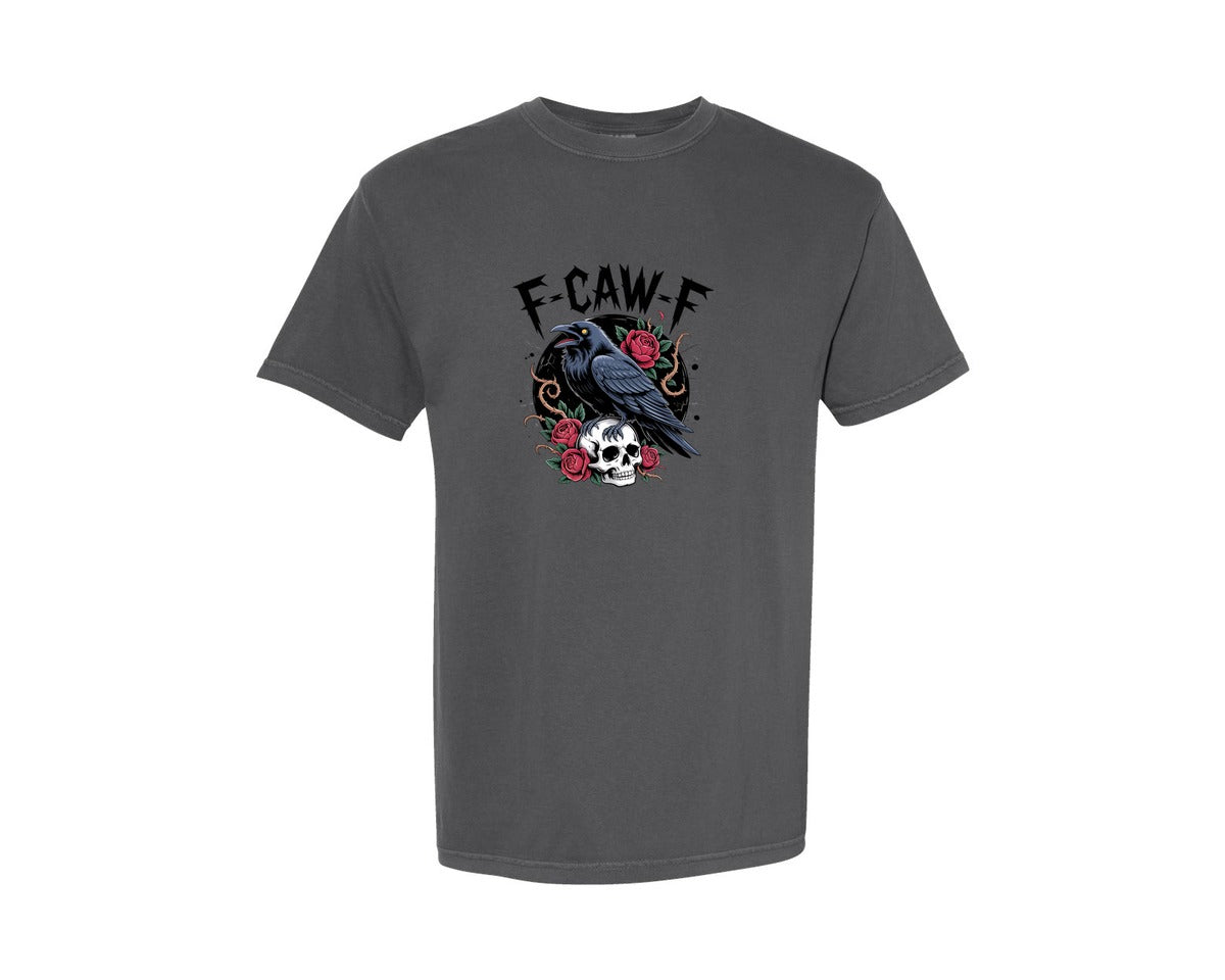 brand:Comfort Colors|color:Pepper|F Caw F Gothic Raven T Shirt Design Graphic T-Shirt