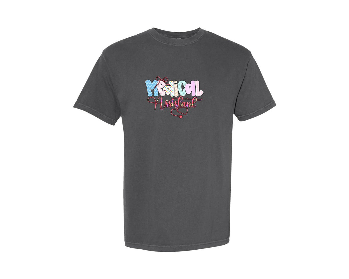 brand:Comfort Colors|color:Pepper|Preppy Medical Assistant Nurse Graphic T-Shirt
