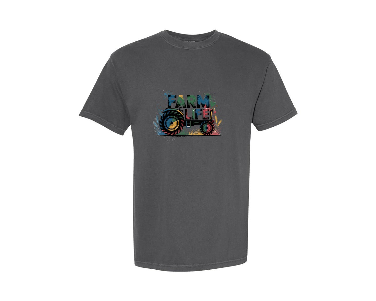 brand:Comfort Colors|color:Pepper|Farm Life Tractor Design Graphic T-Shirt