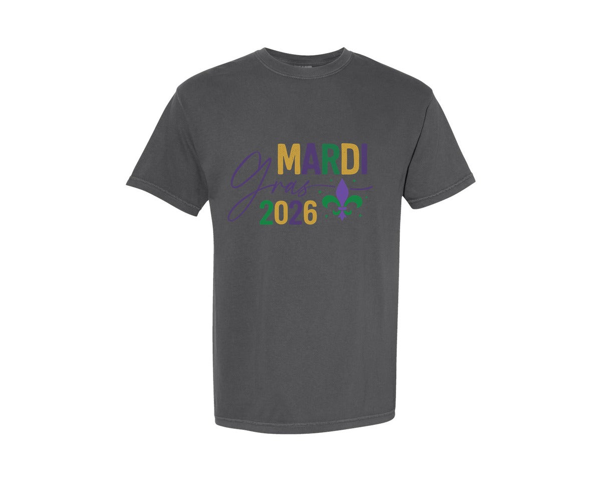 brand:Comfort Colors|color:Pepper|Mardi Gras 2026 Funny Mardi Gras 2 Graphic T-Shirt
