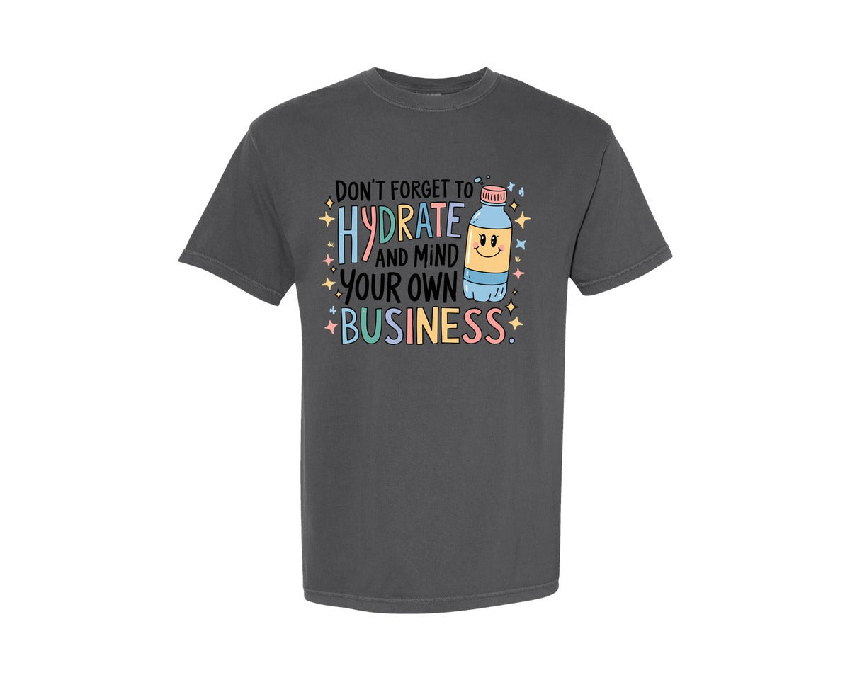brand:Comfort Colors|color:Pepper|Hydrate Mind Business Kawaii Graphic T-Shirt