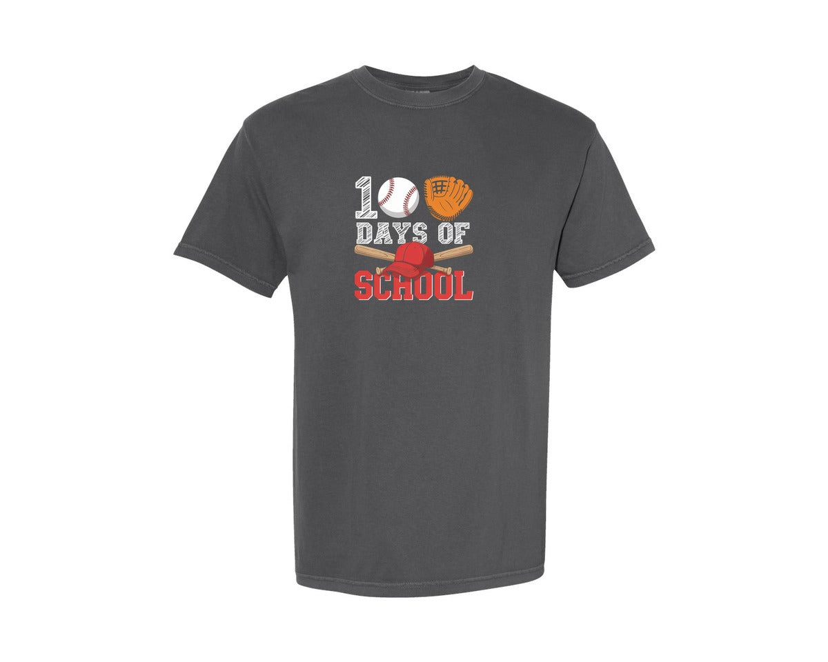 brand:Comfort Colors|color:Pepper|100 Days Of School Baseball 11 Graphic T-Shirt