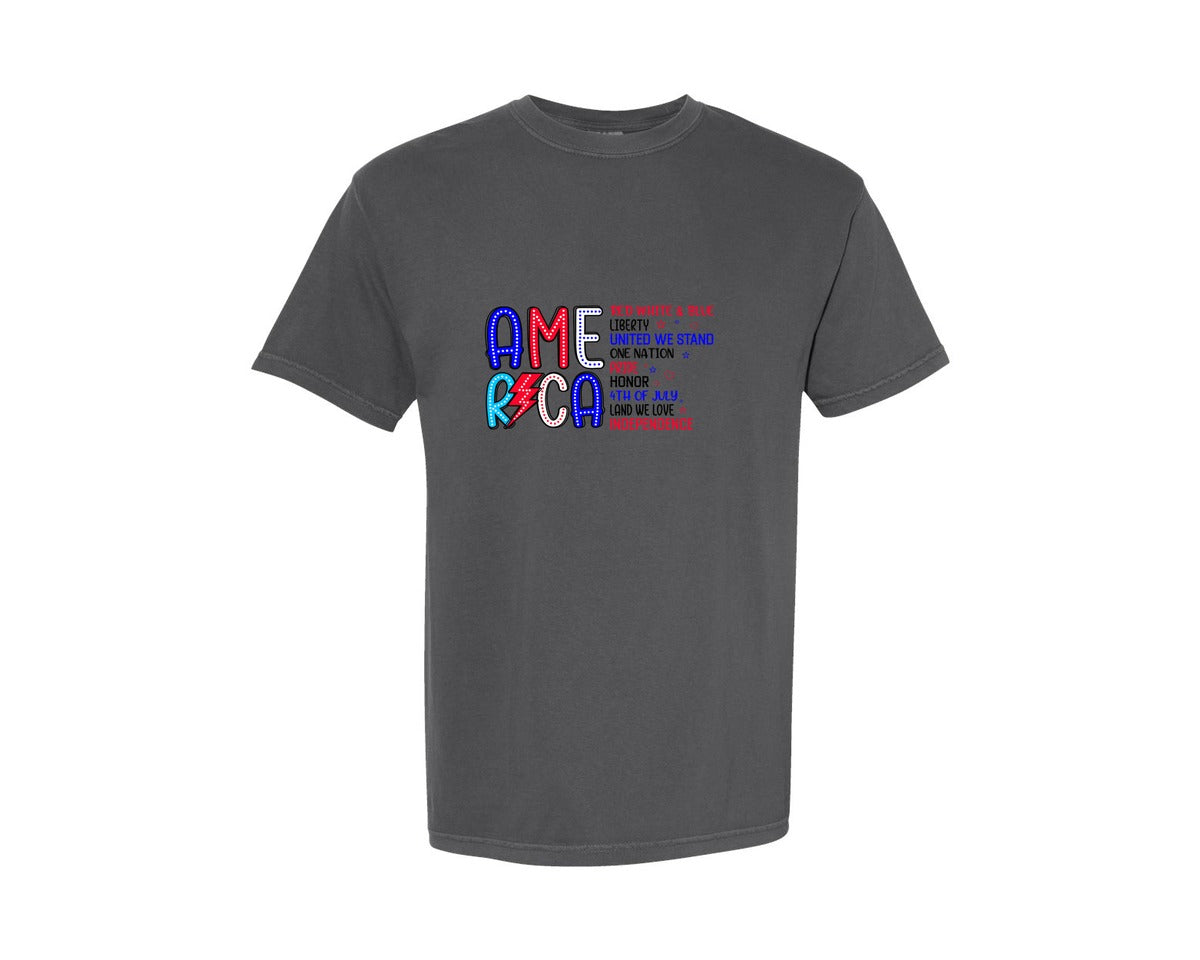 brand:Comfort Colors|color:Pepper|Retro America 4Th Of July 4 Graphic T-Shirt