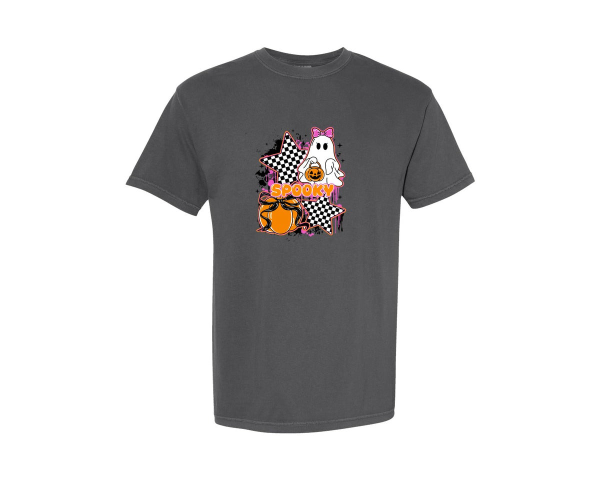 brand:Comfort Colors|color:Pepper|Retro Spooky Ghost Cute Halloween Graphic T-Shirt