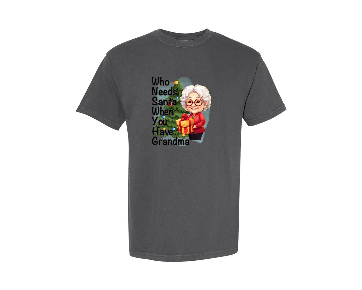 brand:Comfort Colors|color:Pepper|Christmas Grandma Funny Santa Saying Graphic T-Shirt