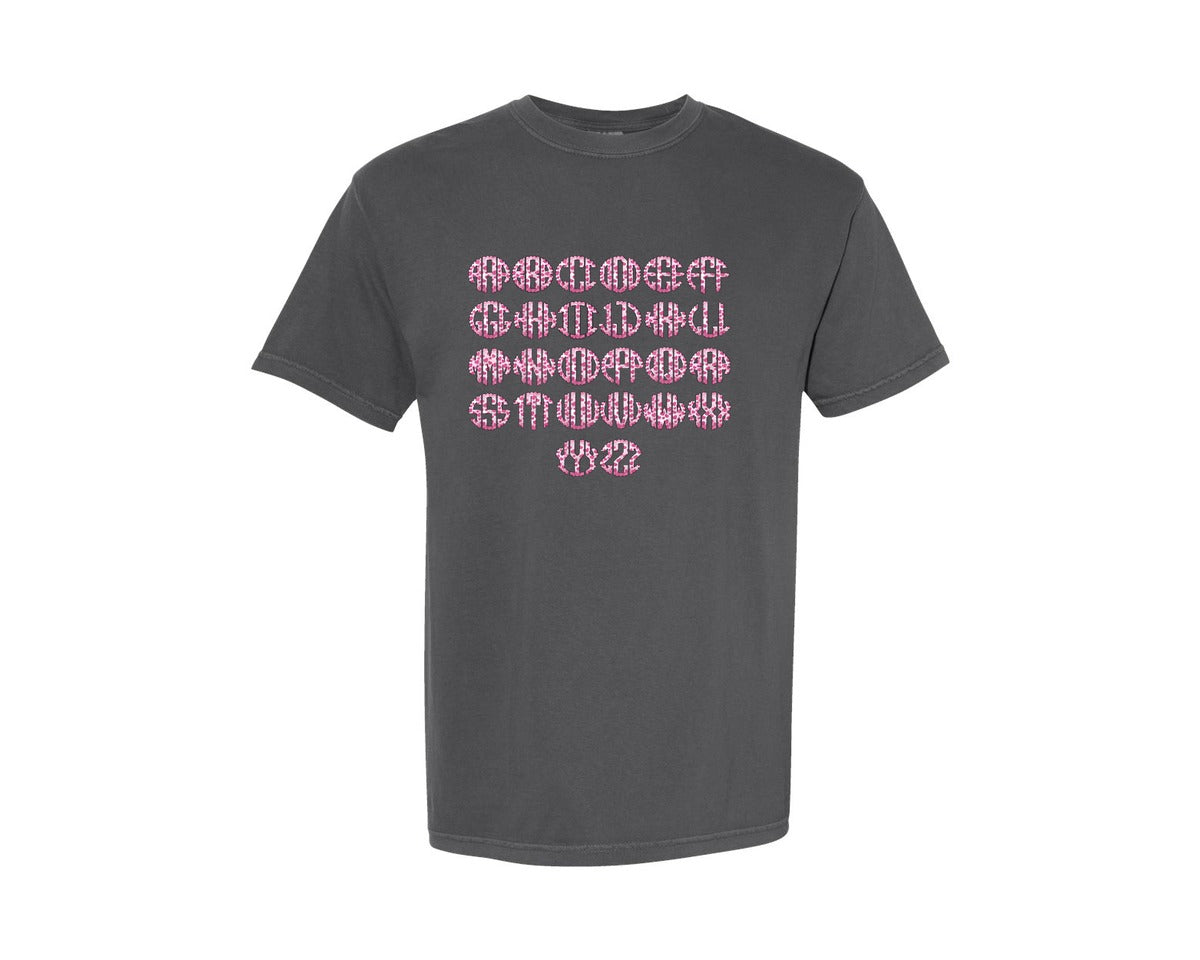 brand:Comfort Colors|color:Pepper|Valentine Glitter Pink Heart Monogram Graphic T-Shirt
