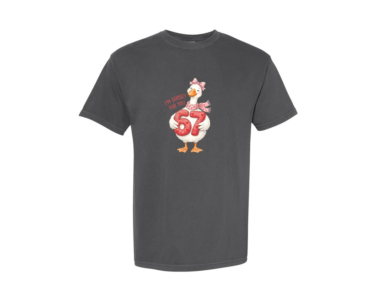 brand:Comfort Colors|color:Pepper|Valentine Goose Six Seven Viral Meme Graphic T-Shirt