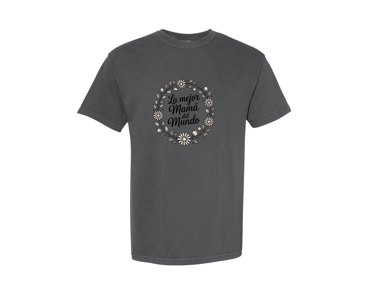 brand:Comfort Colors|color:Pepper|Spanish Mothers Day Floral Mama 2 Graphic T-Shirt