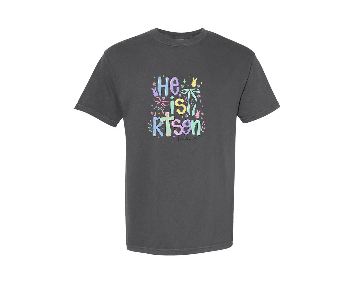 brand:Comfort Colors|color:Pepper|He Is Risen Easter Easter Graphic T-Shirt