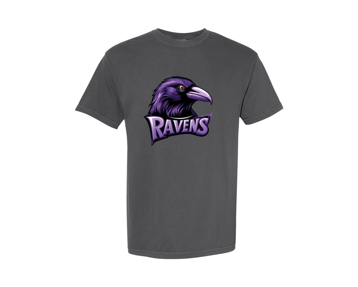 brand:Comfort Colors|color:Pepper|Ravens Purple Sport Mascot Game Day Graphic T-Shirt