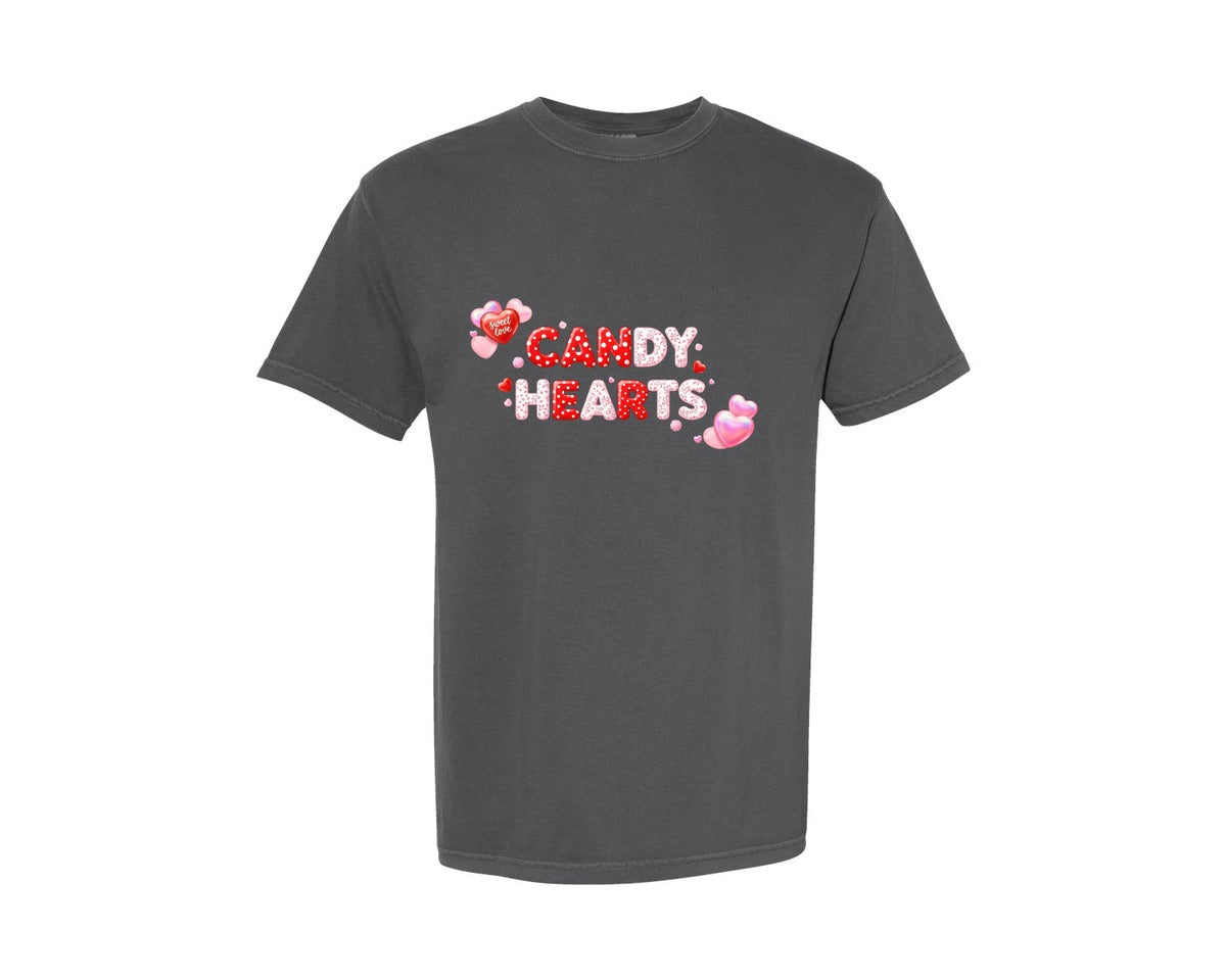 brand:Comfort Colors|color:Pepper|Candy Hearts T Shirt Graphic T-Shirt
