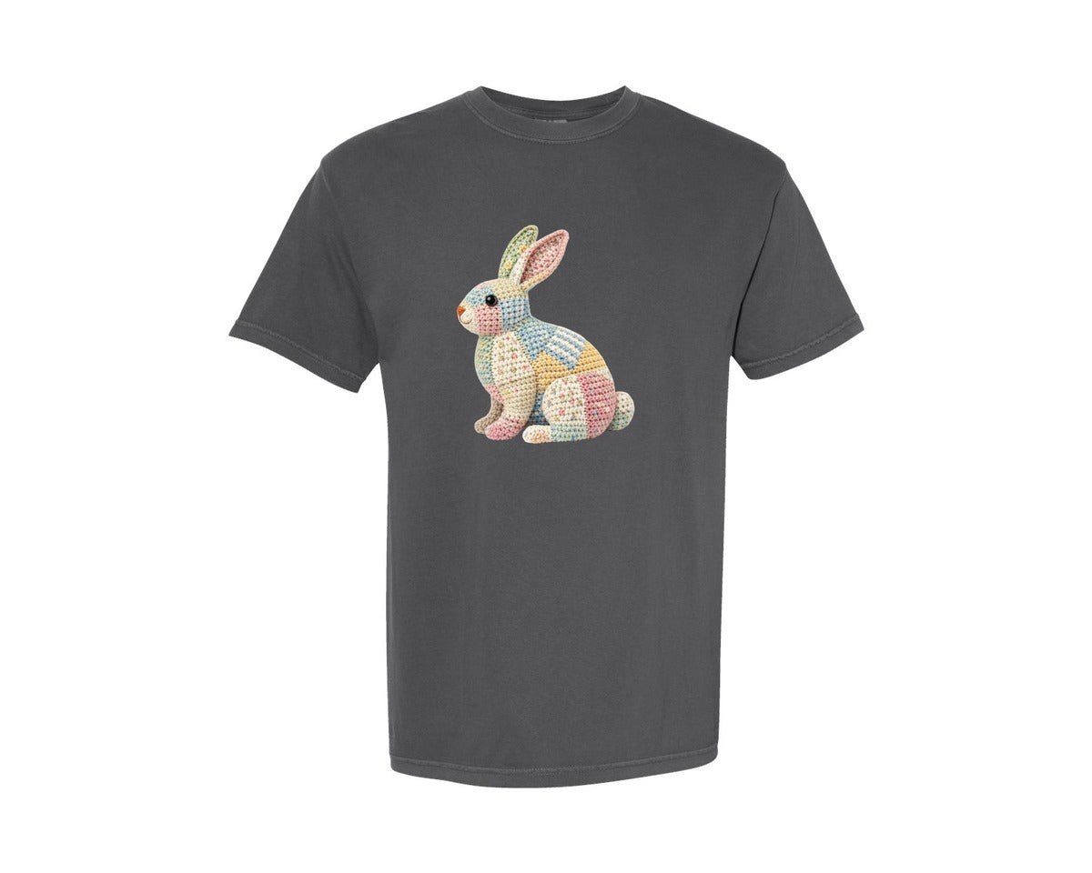 brand:Comfort Colors|color:Pepper|Easter Bunny Patchwork Floral 2 Graphic T-Shirt