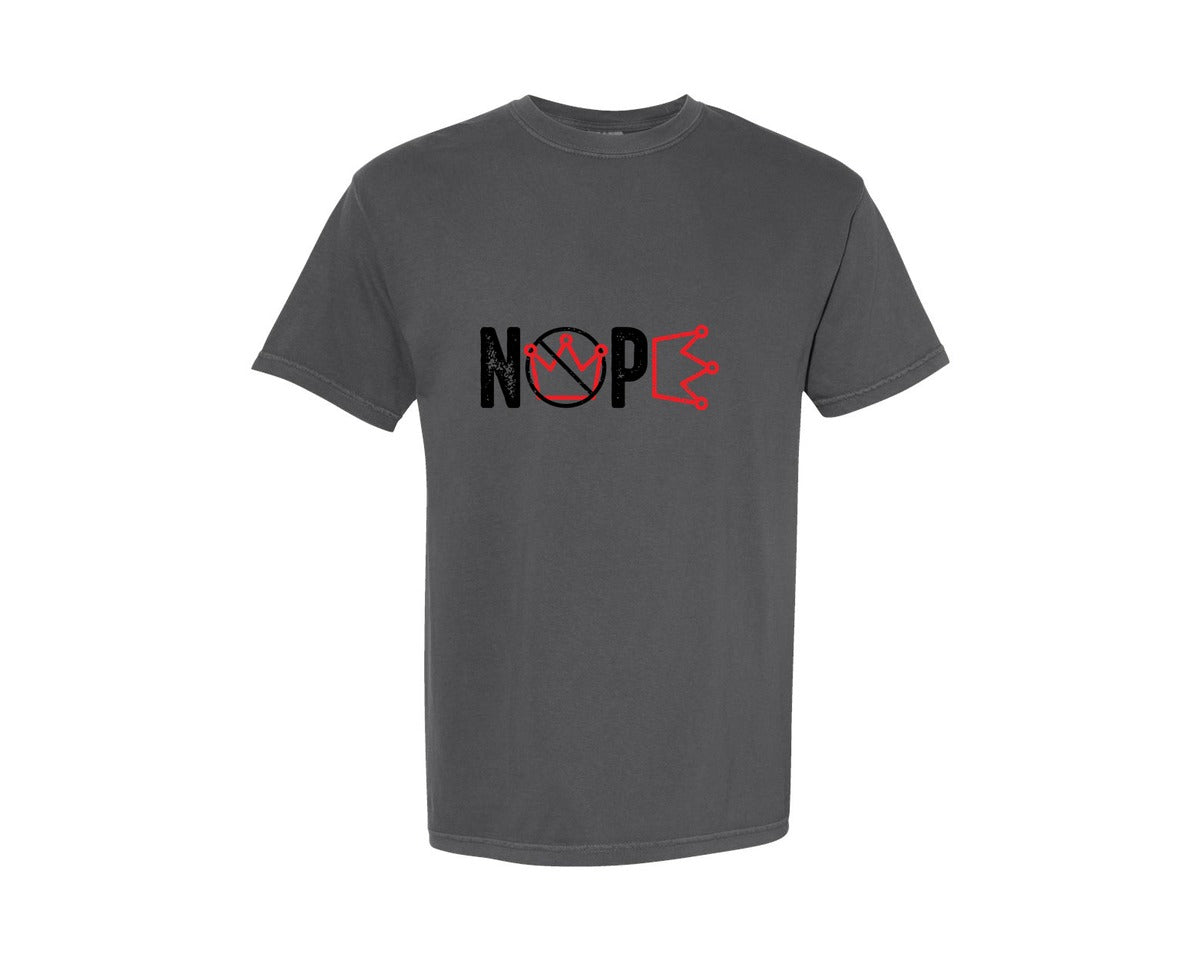 brand:Comfort Colors|color:Pepper|No Kings Protest Sign Nope Graphic T-Shirt