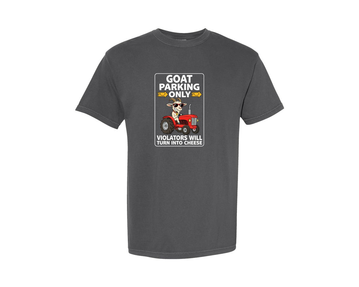 brand:Comfort Colors|color:Pepper|Funny Goat Parking Only T Shirt Graphic T-Shirt