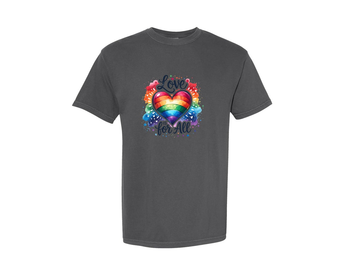 brand:Comfort Colors|color:Pepper|Love Is For All Lgbt Pride Month Graphic T-Shirt