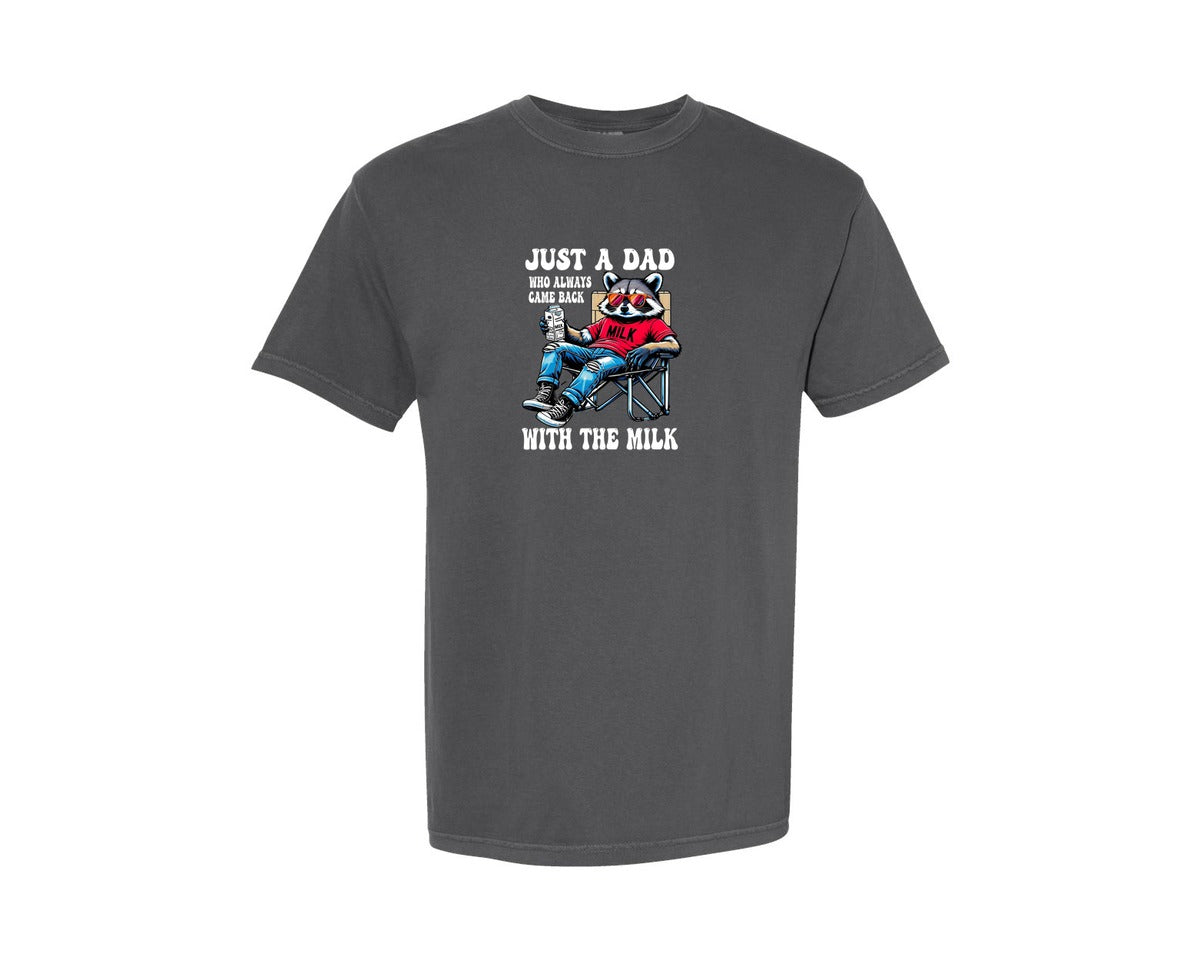 brand:Comfort Colors|color:Pepper|Funny Fathers Day Dad With Milk Graphic T-Shirt
