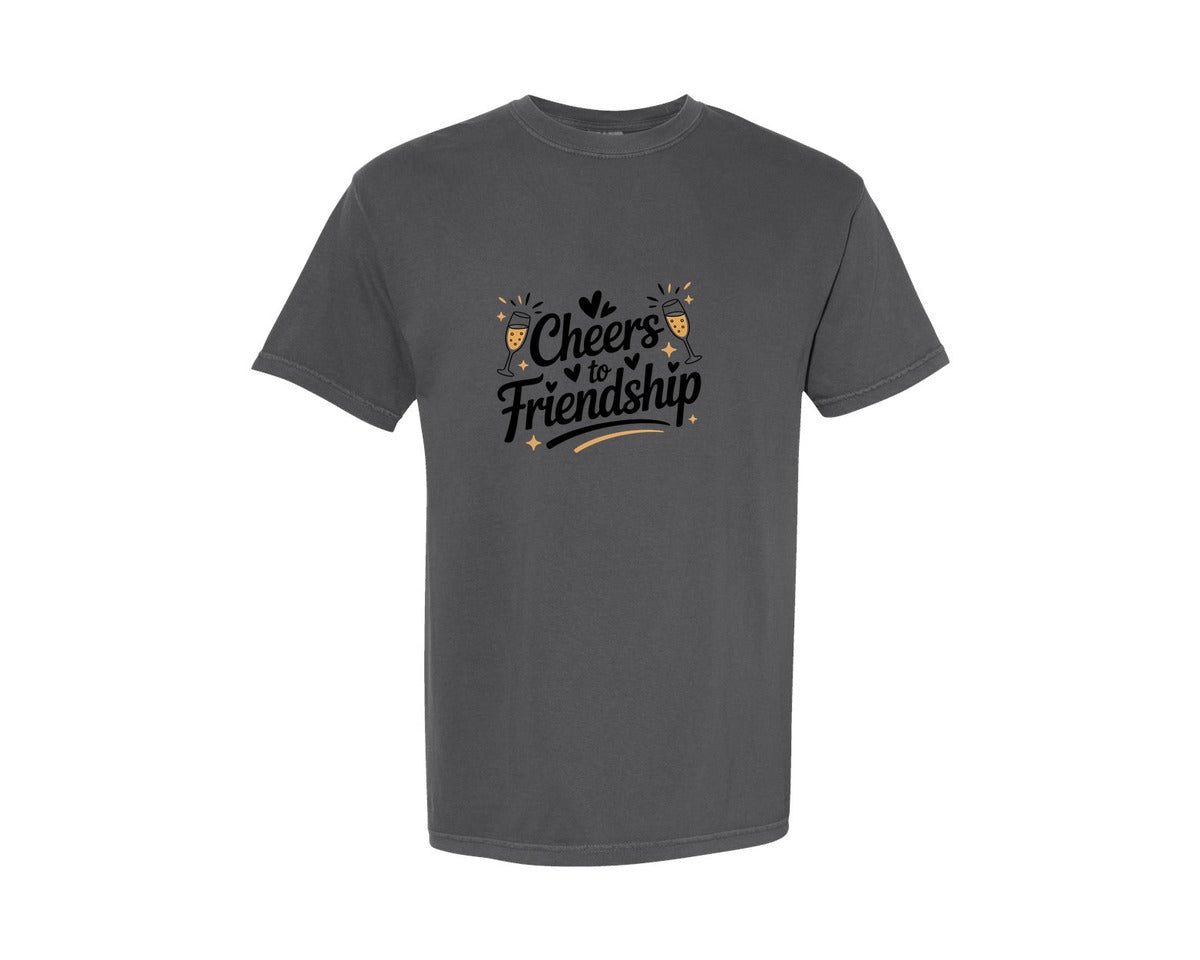 brand:Comfort Colors|color:Pepper|Cheers To Friendship Galentines Day Graphic T-Shirt