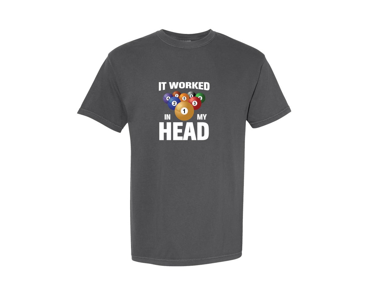 brand:Comfort Colors|color:Pepper|It Worked In My Head Snooker Player Graphic T-Shirt
