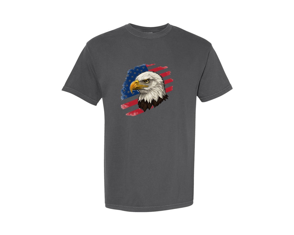 brand:Comfort Colors|color:Pepper|American Eagle With Flag Patriotic Graphic T-Shirt