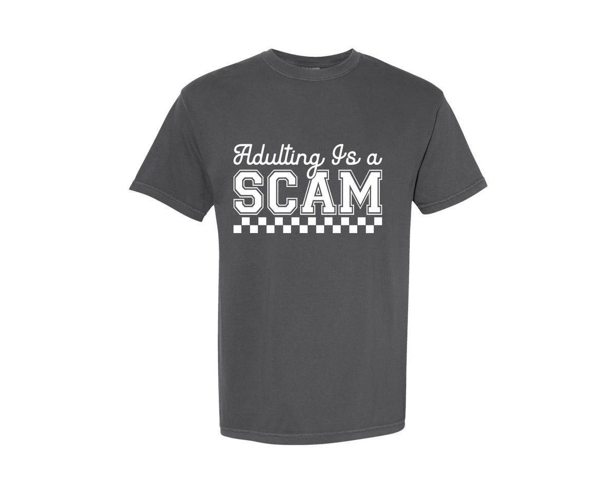 brand:Comfort Colors|color:Pepper|Adulting Is A Scam Adult Humor 2 Graphic T-Shirt