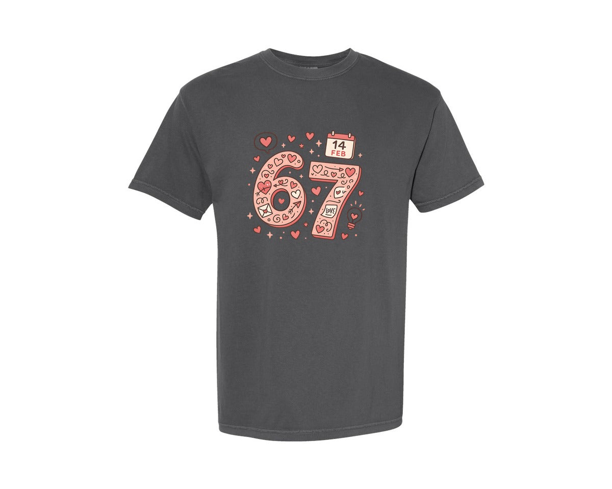 brand:Comfort Colors|color:Pepper|Valentine Grunge 67 Funny Valentine Graphic T-Shirt