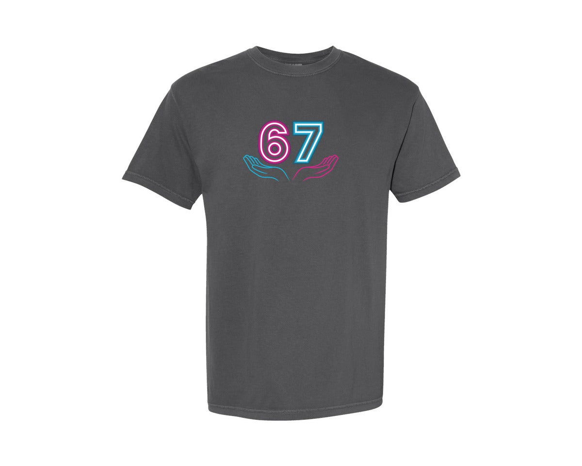 brand:Comfort Colors|color:Pepper|67 Hands Funny Six Seven 6 7 Meme Graphic T-Shirt